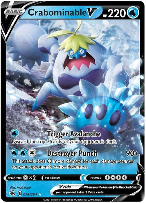 Crabominable V 076/264 Ultra-Rare Rare Pokemon Card (SWSH Fusion Strike)