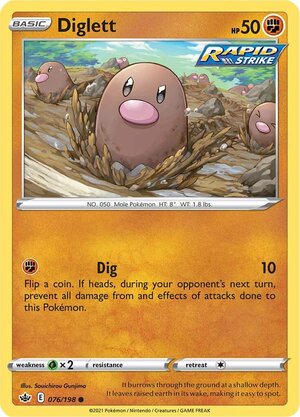 Diglett 076/198 Common Pokemon Card (SWSH Chilling Reign)