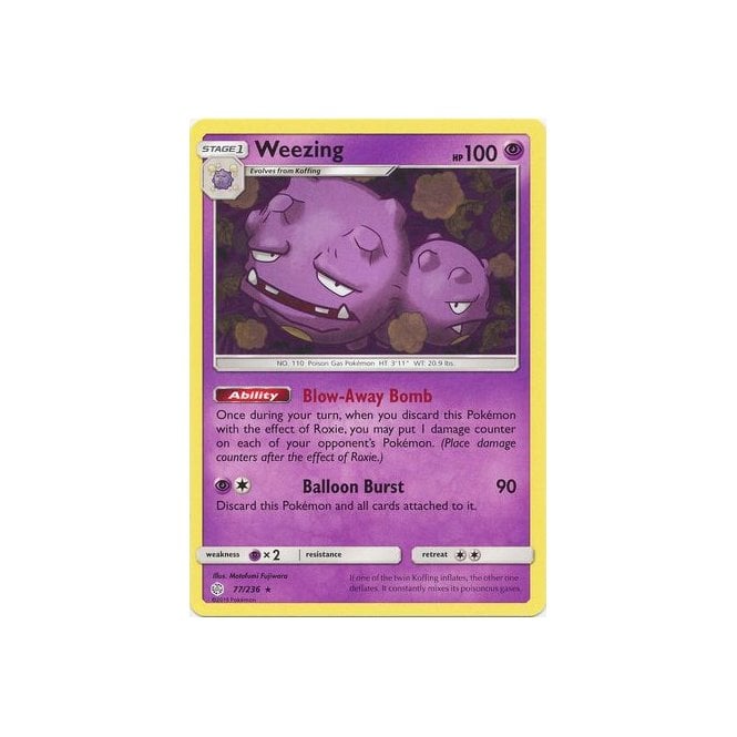 Weezing 77/236 Rare Pokemon Card (Cosmic Eclipse)
