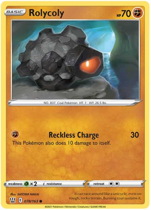 Rolycoly 078/163 Common Pokemon Card (Battle Styles)