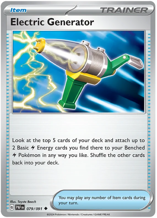 Electric Generator 079/091 Uncommon Reverse Holo Pokemon Card (SV 4.5 Paldean Fates)