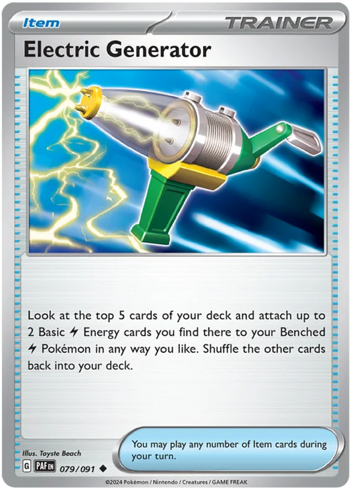 Electric Generator 079/091 Uncommon Pokemon Card (SV 4.5 Paldean Fates)