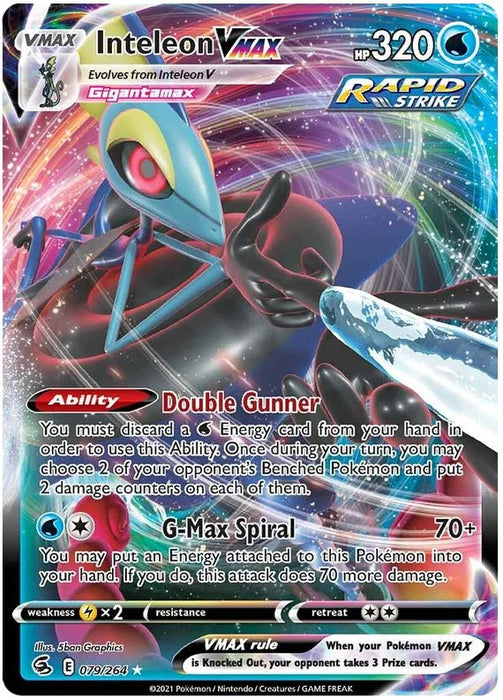 Inteleon VMAX 079/264 Rare VMAX Pokemon Card (SWSH Fusion Strike)