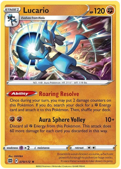 Lucario 079/172 Rare Holo Pokemon Card (SWSH Brilliant Stars)