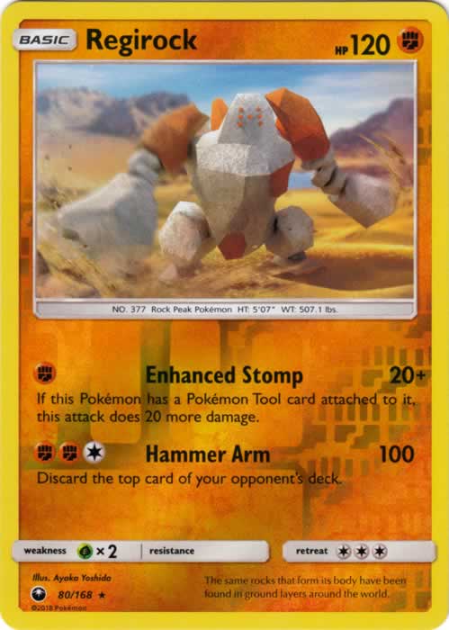 Regirock 80/168 Rare Reverse Holo Pokemon Card (Celestial Storm)