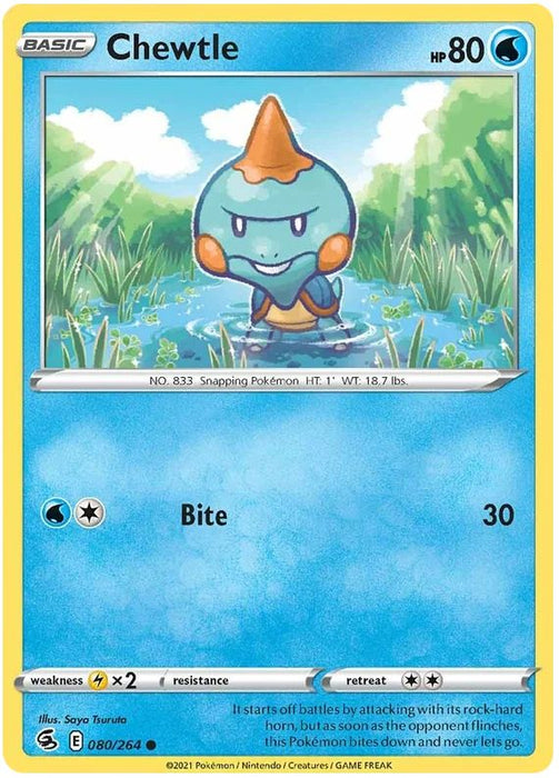 Chewtle 080/264 Common Reverse Holo Pokemon Card (SWSH Fusion Strike)