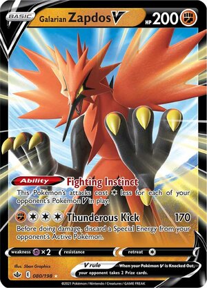 Galarian Zapdos V 080/198 Ultra-Rare Rare Pokemon Card (SWSH Chilling Reign)