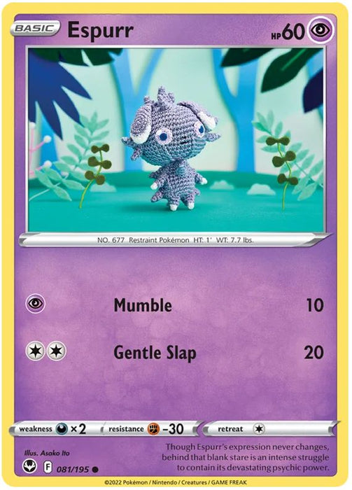 Espurr 081/195 Common Pokemon Card (SWSH Silver Tempest)