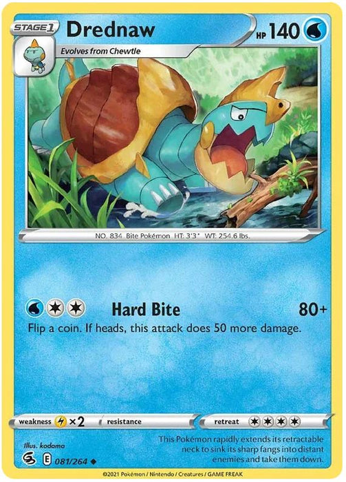 Drednaw 081/264 Uncommon Reverse Holo Pokemon Card (SWSH Fusion Strike)