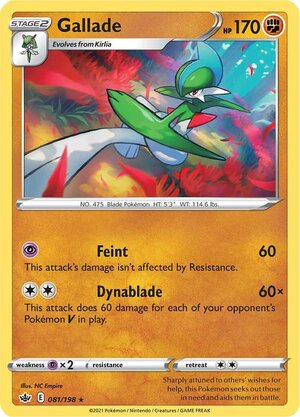 Gallade 081/198 Rare Pokemon Card (SWSH Chilling Reign)