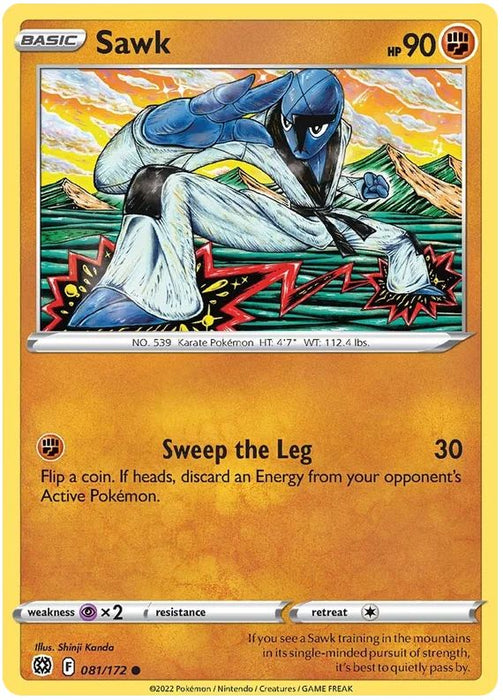 Sawk 081/172 Common Pokemon Card (SWSH Brilliant Stars)