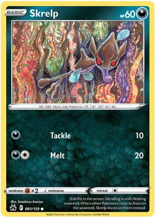 Skrelp 081/159 Common Reverse Holo Pokemon Card (SWSH Crown Zenith)