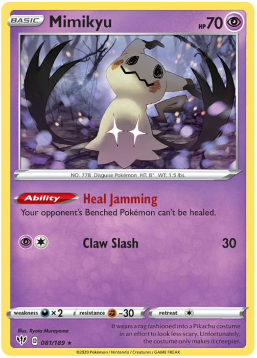 Mimikyu 081/189 Rare Pokemon Card (Darkness Ablaze)