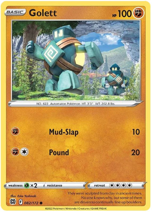 Golett 082/172 Common Pokemon Card (SWSH Brilliant Stars)