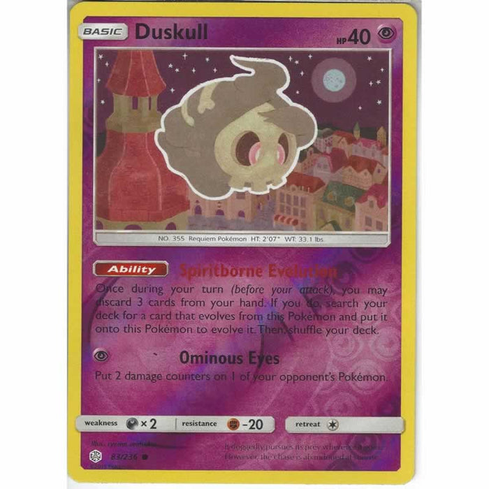 Duskull 83/236 Common Reverse Holo Pokemon Card (Cosmic Eclipse)