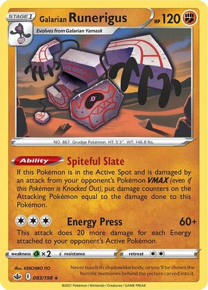 Galarian Runerigus 083/198 Rare Holo Pokemon Card (SWSH Chilling Reign)