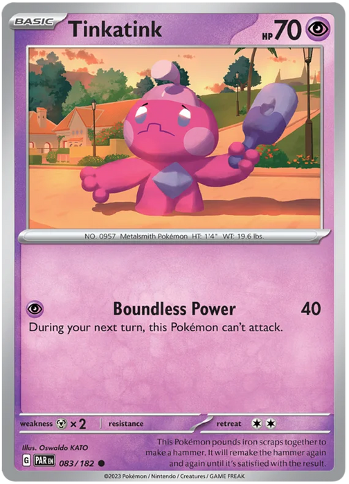 Tinkatink 083/182 Common Reverse Holo Pokemon Card (SV04 Paradox Rift)