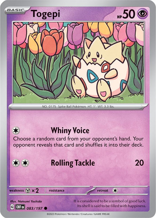 Togepi 083/197 Common Reverse Holo Pokemon Card (SV Obsidian Flames)