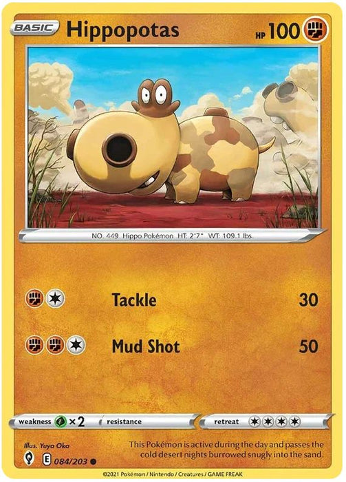 Hippopotas 084/203 Common Pokemon Card (SWSH Evolving Skies)