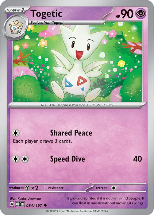 Togetic 084/197 Uncommon Reverse Holo Pokemon Card (SV Obsidian Flames)