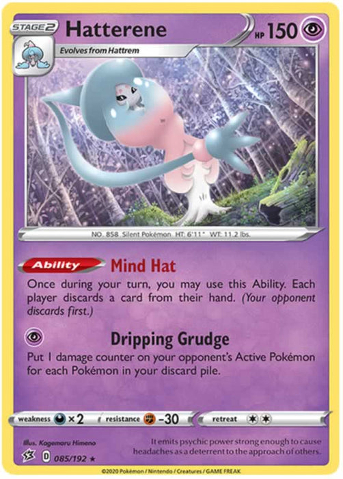 Hatterene 085/192 Rare Holo Pokemon Card (SWSH Rebel Clash)