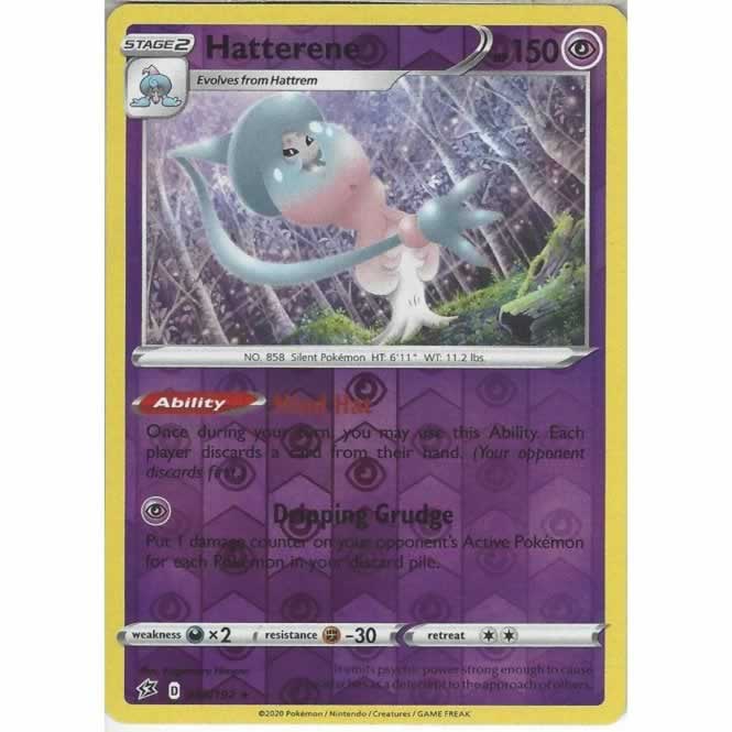 Hatterene 085/192 Rare Reverse Holo Pokemon Card (SWSH Rebel Clash)