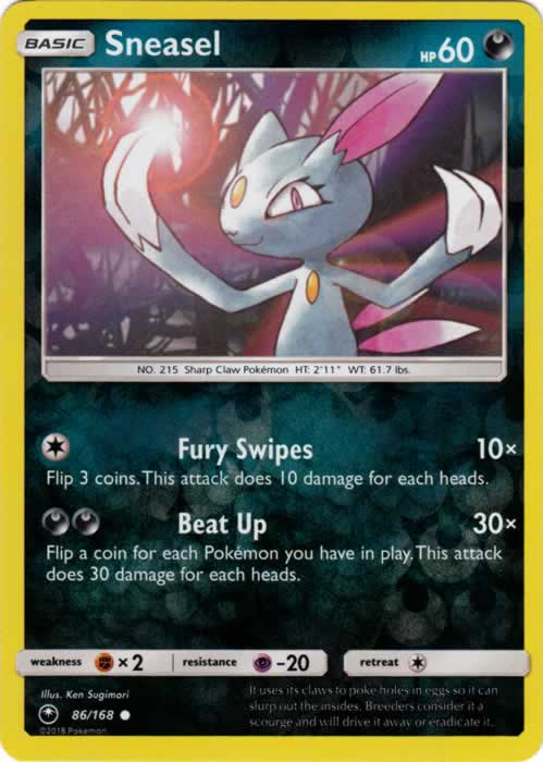 Sneasel 86/168 Common Reverse Holo Pokemon Card (Celestial Storm)