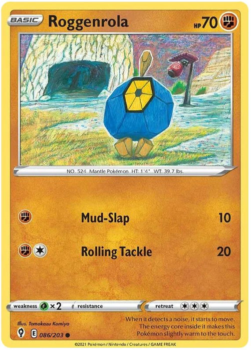 Roggenrola 086/203 Common Pokemon Card (SWSH Evolving Skies)