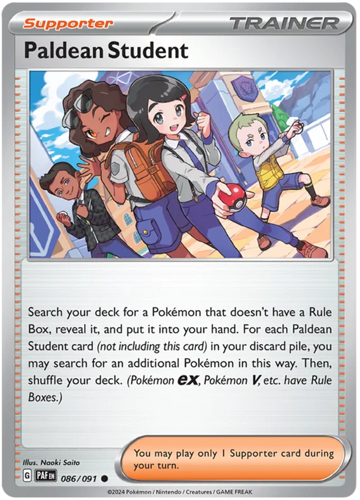 Paldean Student 086/091 Common Pokemon Card (SV 4.5 Paldean Fates)