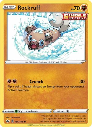 Rockruff 086/198 Common Pokemon Card (SWSH Chilling Reign)