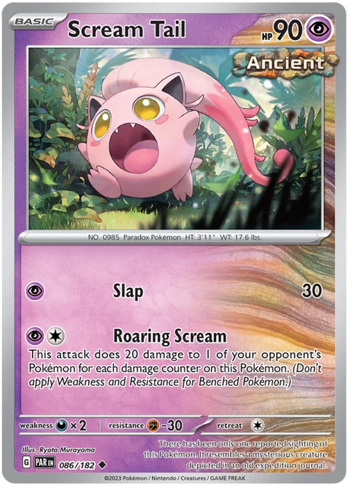 Scream Tail 086/182 Uncommon Pokemon Card (SV04 Paradox Rift)