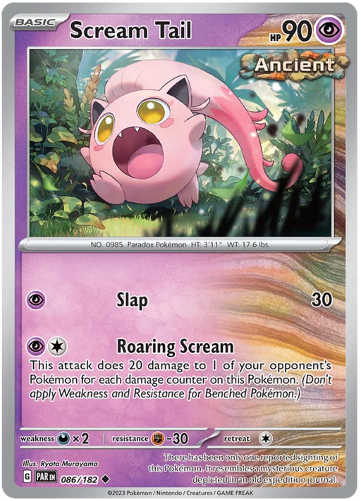 Scream Tail 086/182 Uncommon Pokemon Card (SV04 Paradox Rift)