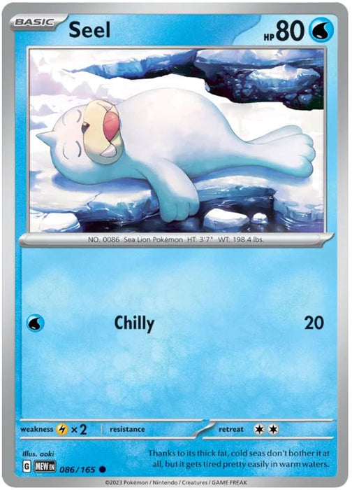 Seel 086/165 Common Pokemon Card (Pokemon SV 151)