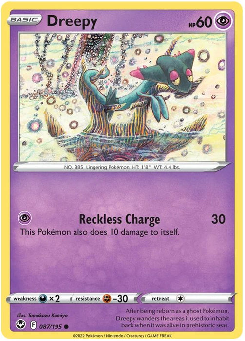 Dreepy 087/195 Common Pokemon Card (SWSH Silver Tempest)