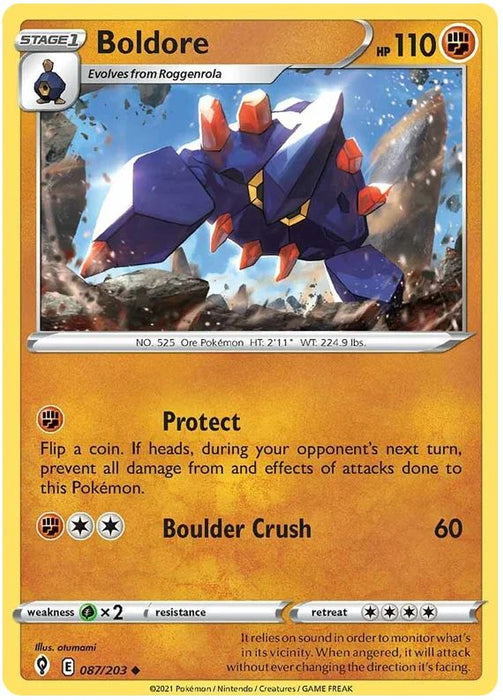 Boldore 087/203 Uncommon Pokemon Card (SWSH Evolving Skies)