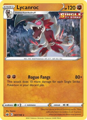 Lycanroc 087/198 Rare Holo Pokemon Card (SWSH Chilling Reign)