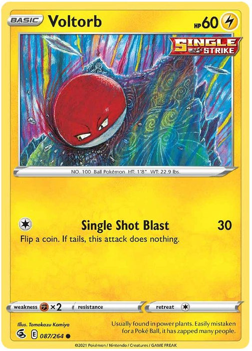 Voltorb 087/264 Common Reverse Holo Pokemon Card (SWSH Fusion Strike)