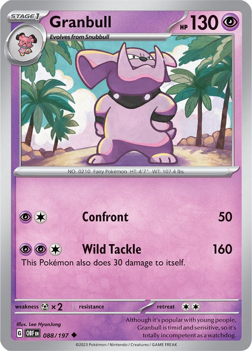 Granbull 088/197 Uncommon Reverse Holo Pokemon Card (SV Obsidian Flames)