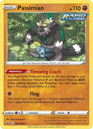 Passimian 088/198 Rare Reverse Holo Pokemon Card (SWSH Chilling Reign)