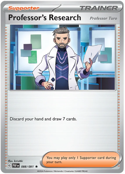 Professor's Research [Professor Turo] 088/091 Rare Reverse Holo Pokemon Card (SV 4.5 Paldean Fates)