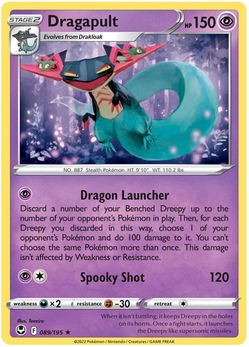 Dragapult 089/195 Rare Holo Pokemon Card (SWSH Silver Tempest)