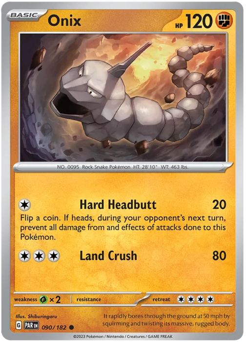 Onix 090/182 Common Pokemon Card (SV04 Paradox Rift)