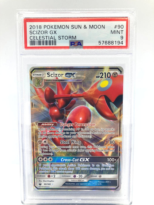 Scizor GX 90/168 PSA 9 Graded Pokemon Card (Sun & Moon Celestial Storm)