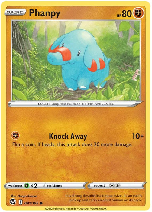 Phanpy 091/195 Common Pokemon Card (SWSH Silver Tempest)