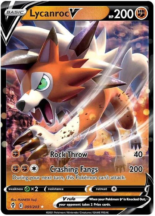 Lycanroc V 091/203 Ultra Rare Pokemon Card (SWSH Evolving Skies)