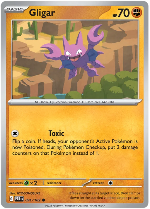 Gligar 091/182 Common Pokemon Card (SV04 Paradox Rift)