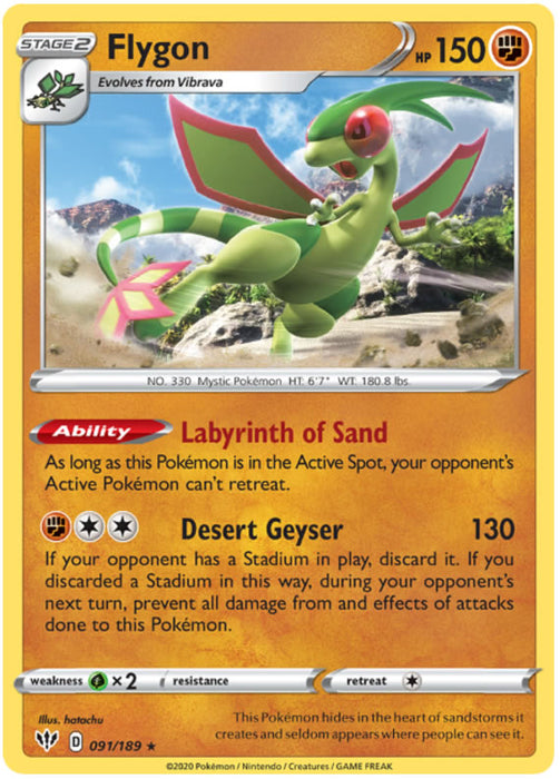 Flygon 091/189 Rare Pokemon Card (Darkness Ablaze)