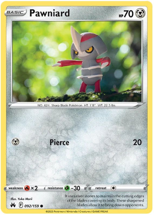 Pawniard 092/159 Common Reverse Holo Pokemon Card (SWSH Crown Zenith)