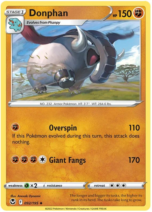 Donphan 092/195 Uncommon Pokemon Card (SWSH Silver Tempest)