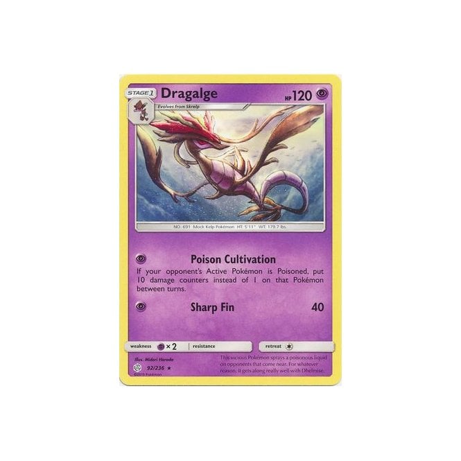 Dragalge 92/236 Rare Pokemon Card (Cosmic Eclipse)